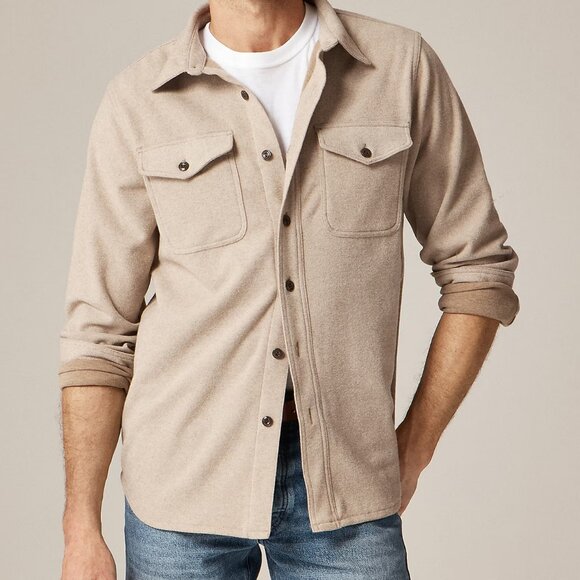 NWT J Crew Seaboard Soft-Knit Shirt Heather Mushroom L - Picture 2 of 4